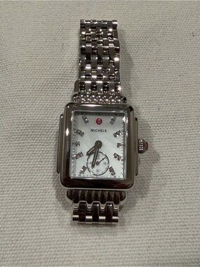 MICHELE Stainless Steel Diamond Accent Women's Watch - Silver & White